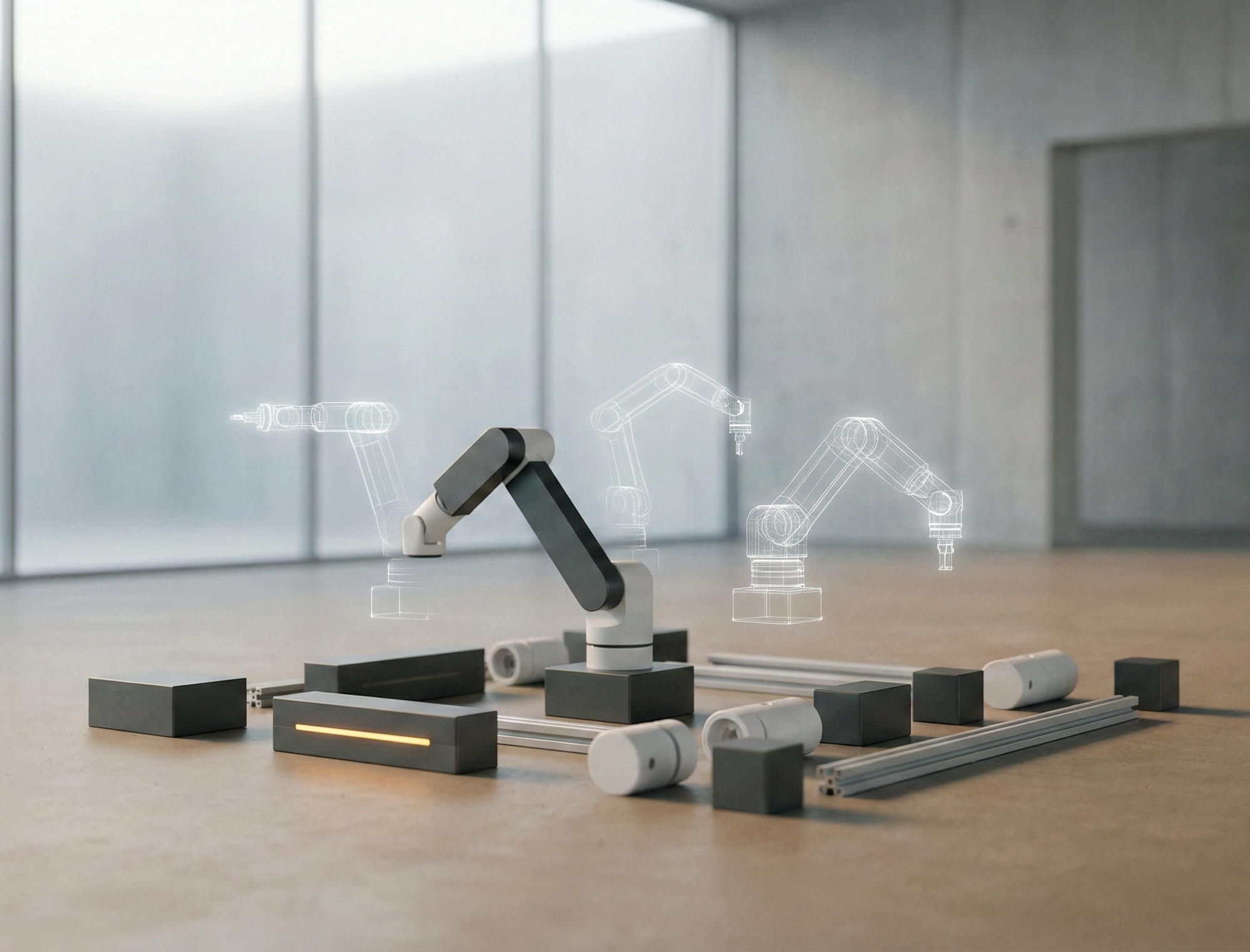 Robotic arm with modular components and holographic projections